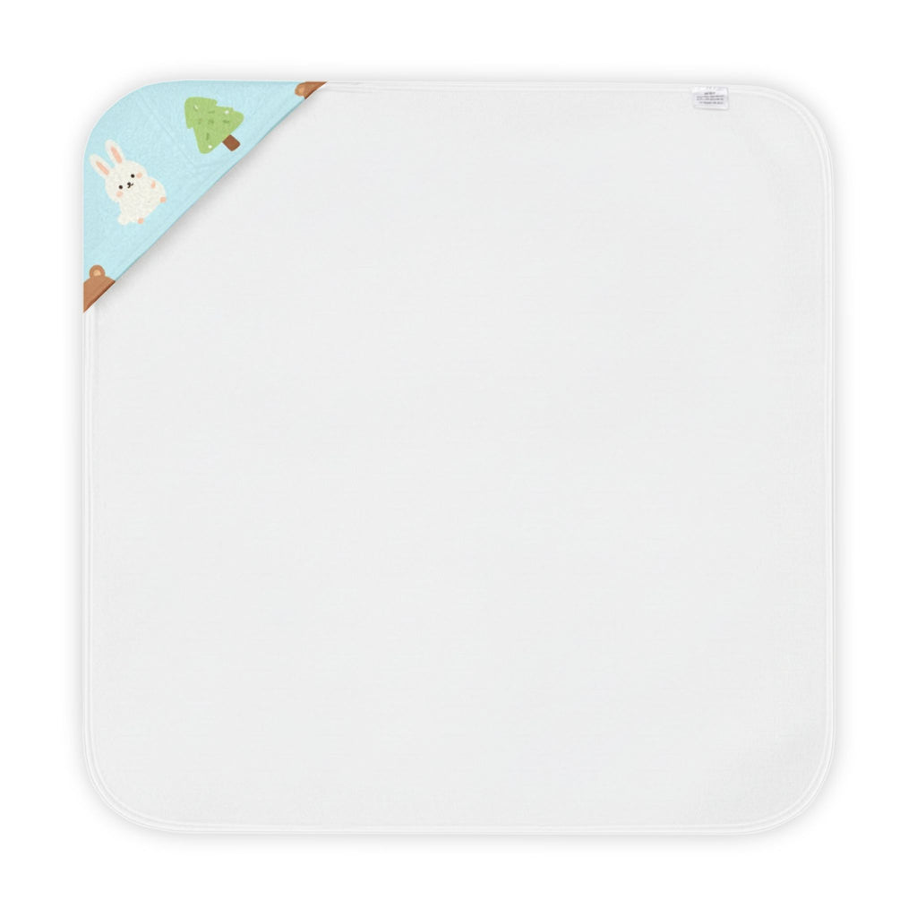 Hooded Baby Towel — Blue Woodland Animals (Bunny, Bear & Squirrel)