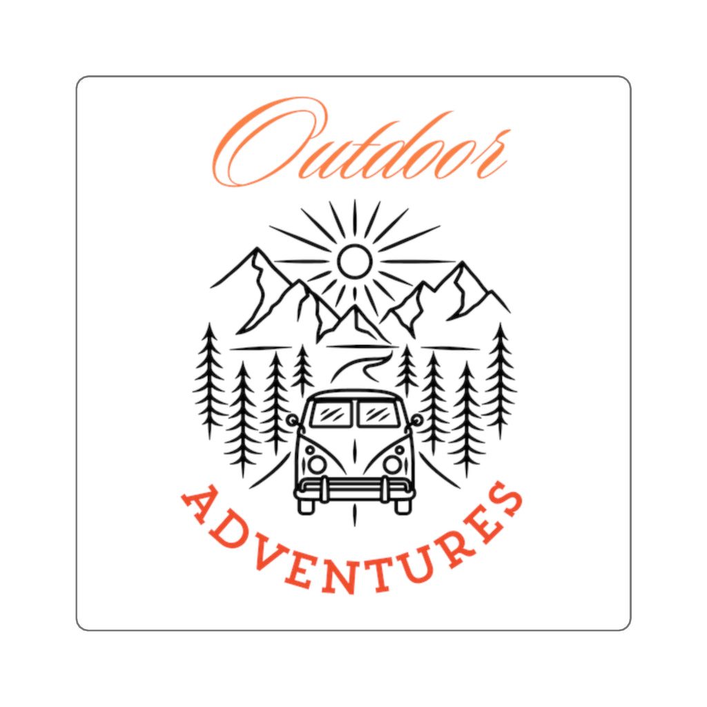 Outdoor Adventures Sticker — Camper Van Mountain Square Sticker
