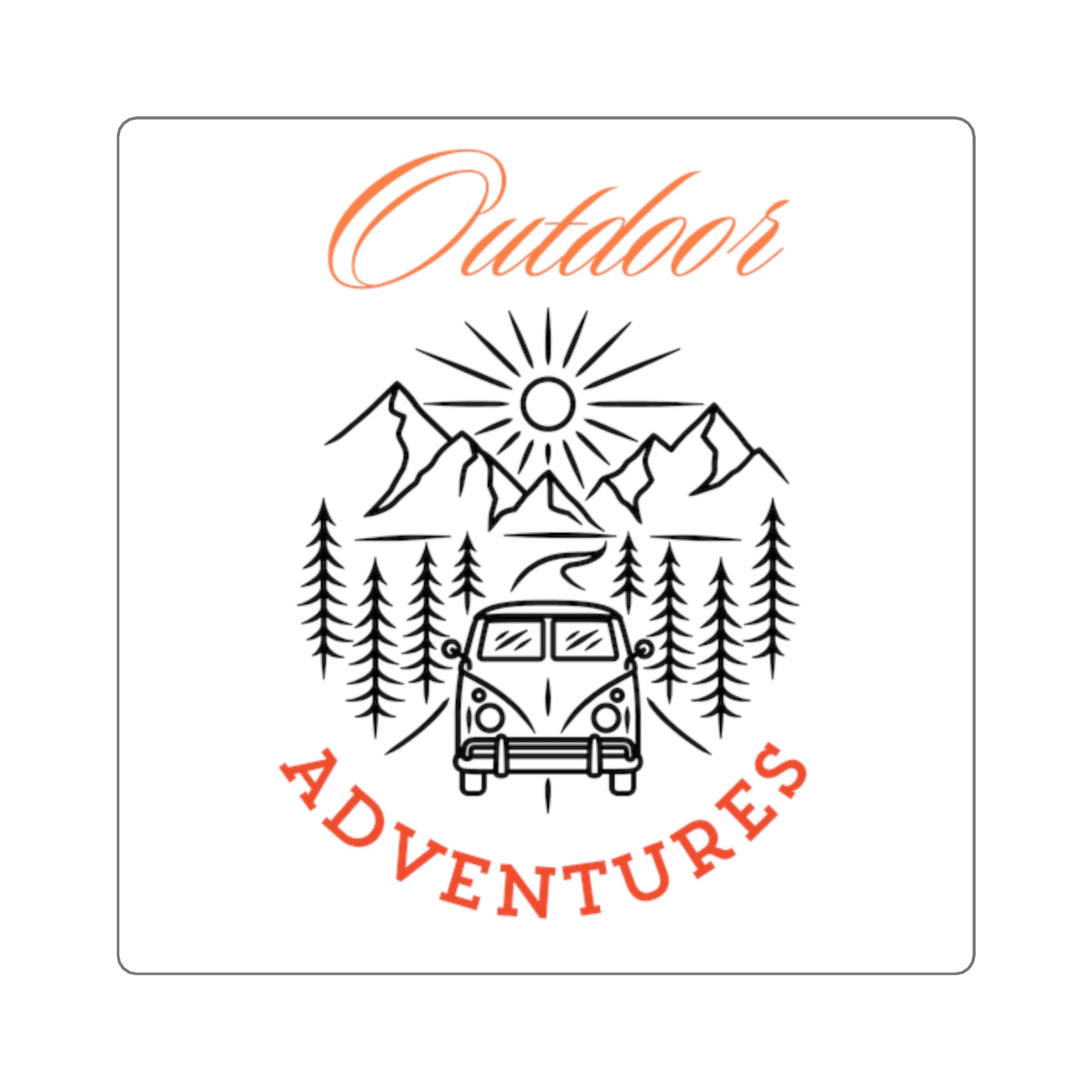 Outdoor Adventures Sticker — Camper Van Mountain Square Sticker