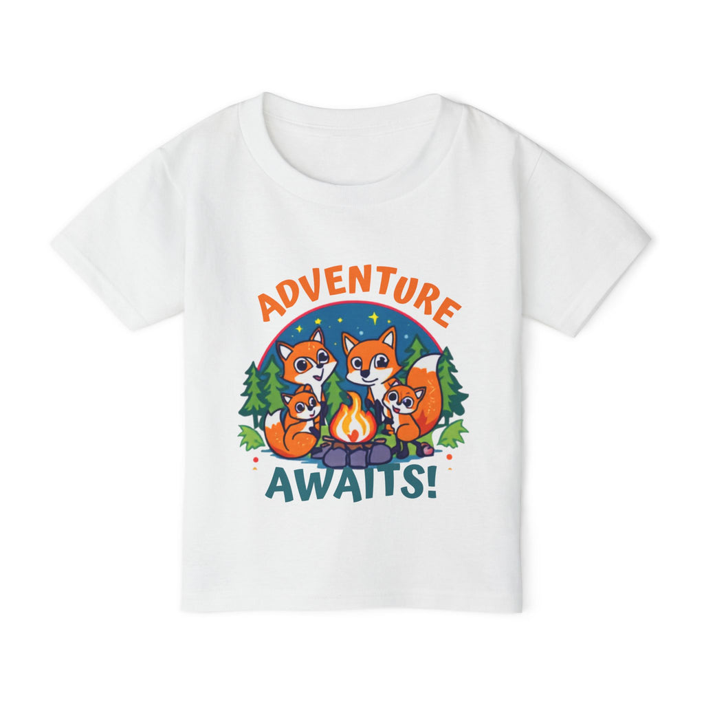Toddler T-Shirt — "Adventure Awaits!" Camping Fox Family Graphic