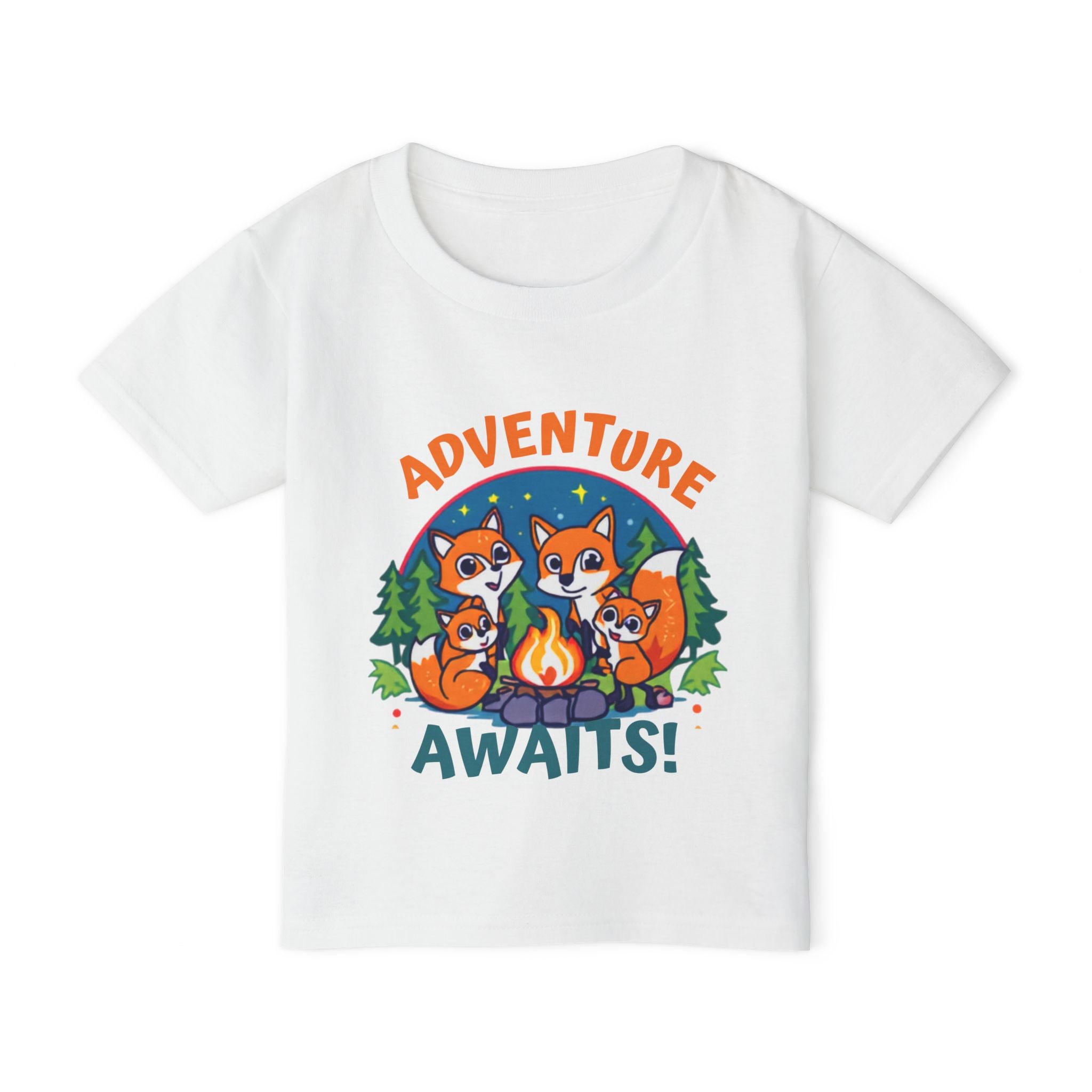 Toddler T-Shirt — "Adventure Awaits!" Camping Fox Family Graphic