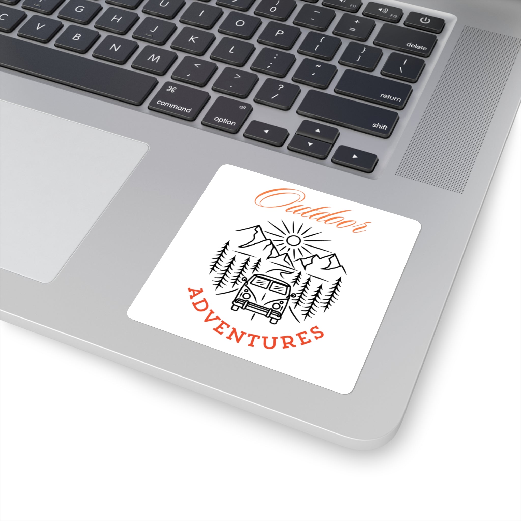 Outdoor Adventures Sticker — Camper Van Mountain Square Sticker