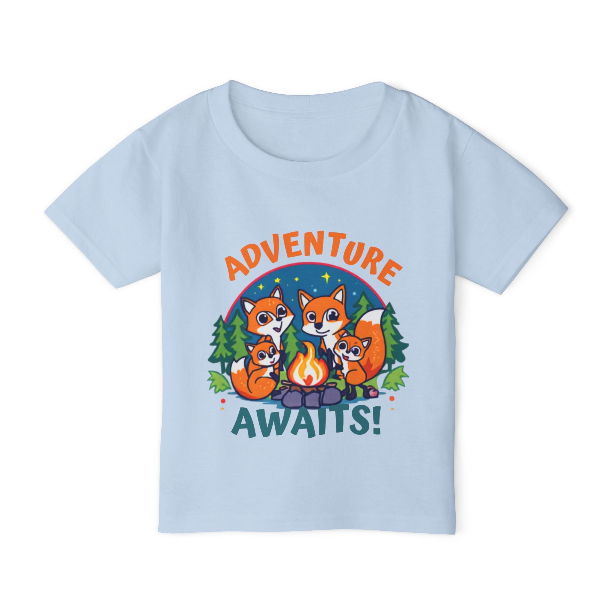 Toddler T-Shirt — "Adventure Awaits!" Camping Fox Family Graphic