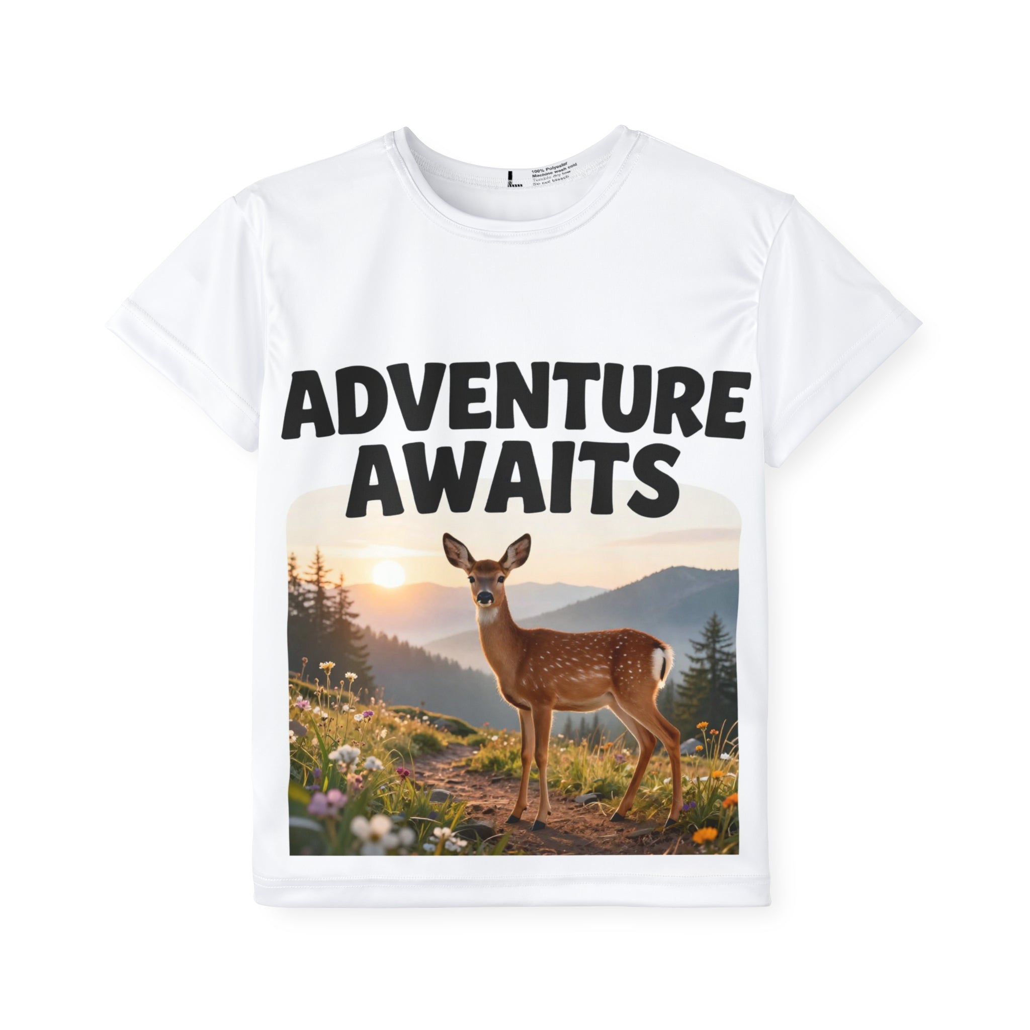 Kids Jersey — "Adventure Awaits" Deer Nature Sports Tee