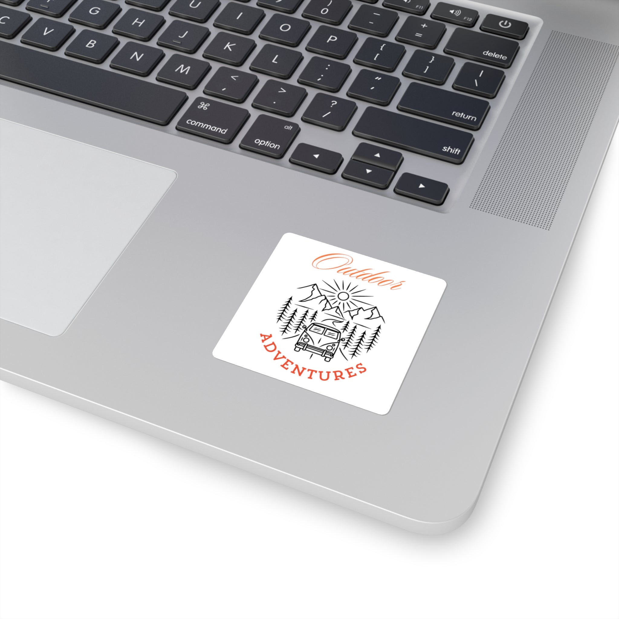 Outdoor Adventures Sticker — Camper Van Mountain Square Sticker
